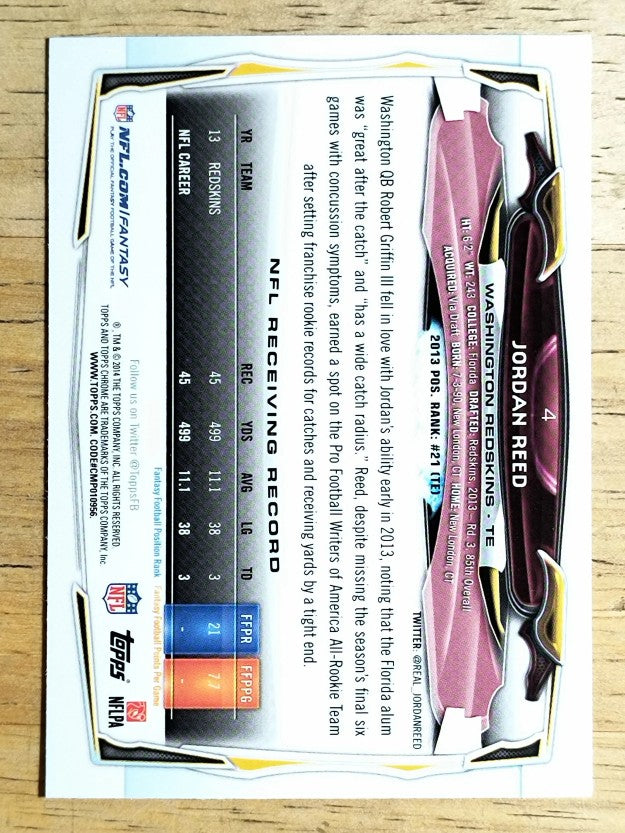 2014 Topps Chrome #4 Jordan Reed