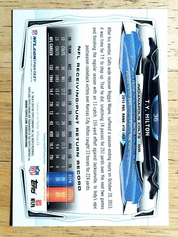 2014 Topps Chrome #36 T.Y. Hilton
