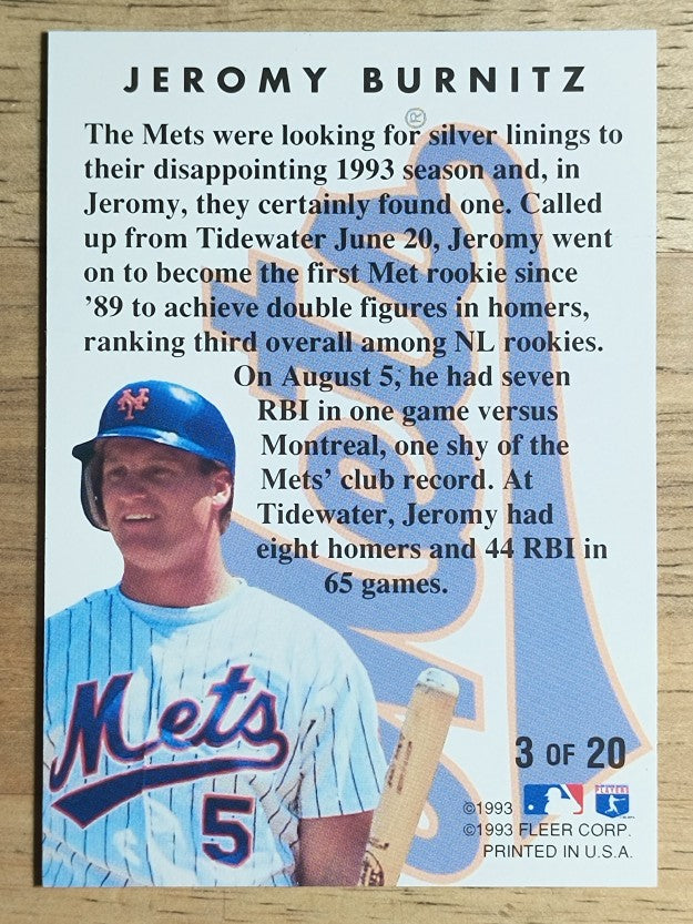 1994 Fleer Rookie Sensations #3 Jeromy Burnitz