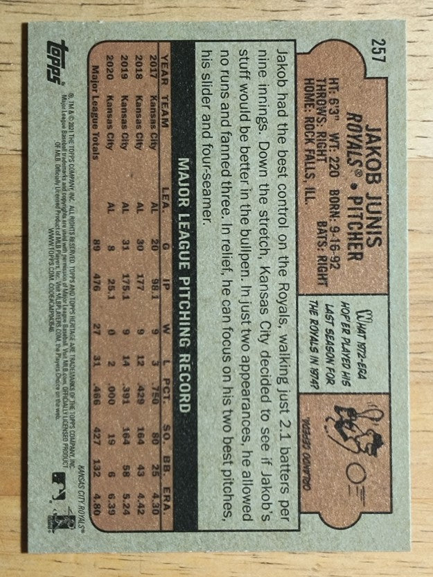 2021 Topps Heritage #257 Jakob Junis