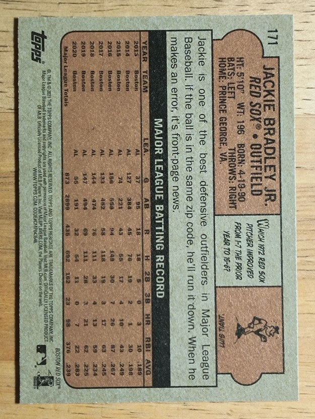 2021 Topps Heritage #171 Jackie Bradley Jr.