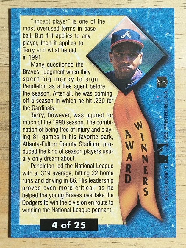 1992 Ultra Award Winners #4 Terry Pendleton