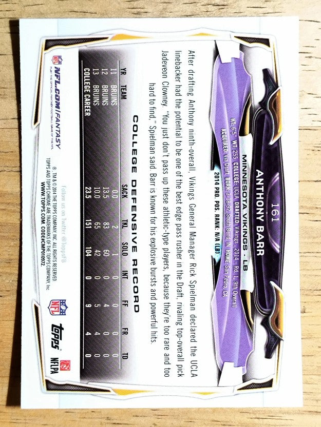 2014 Topps Chrome #161 Anthony Barr RC