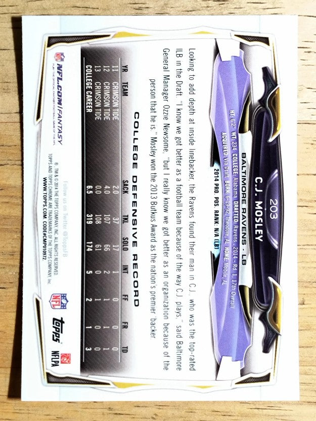 2014 Topps Chrome #203 C.J. Mosley RC
