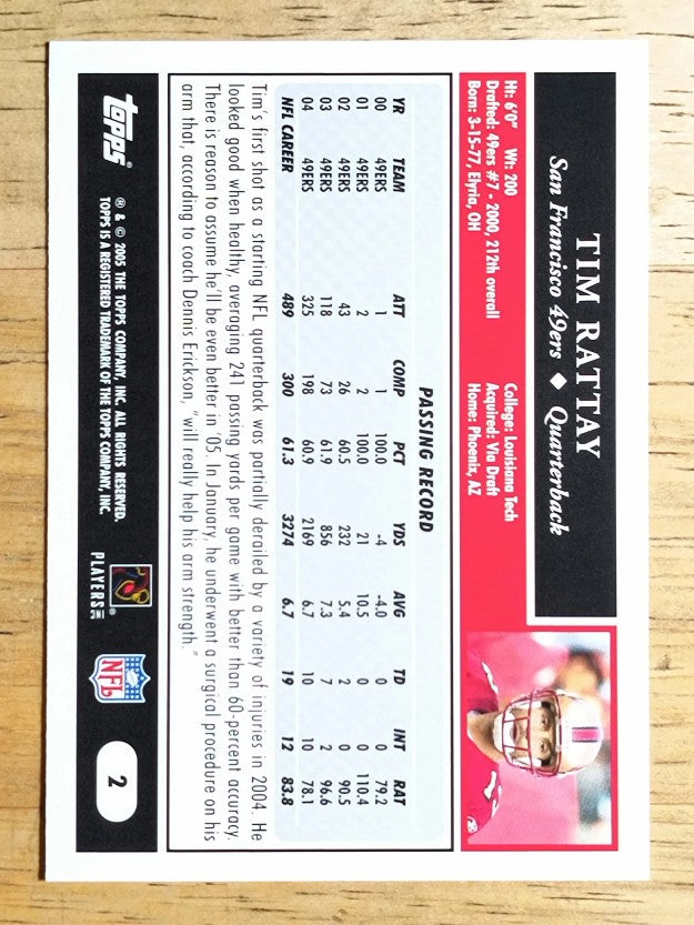2005 Topps #2 Tim Rattay