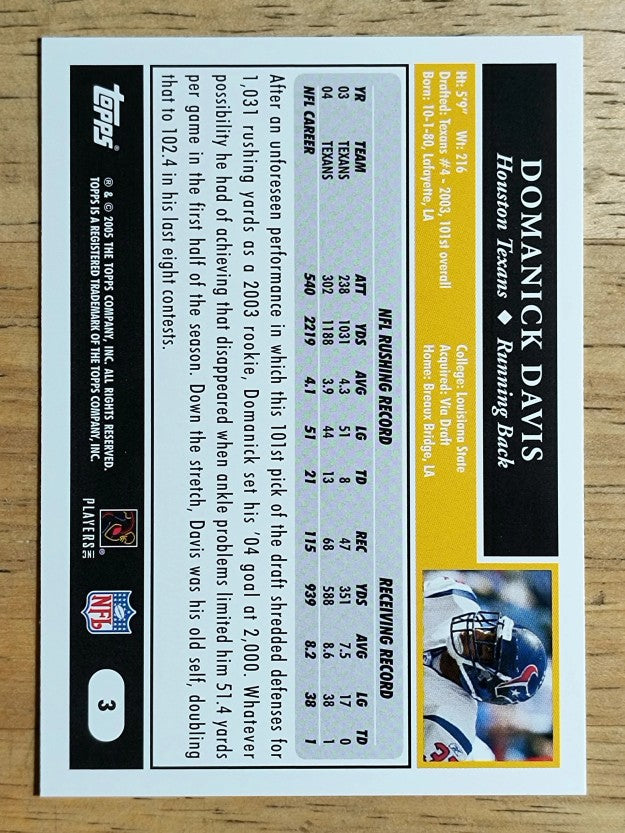 2005 Topps #3 Domanick Davis