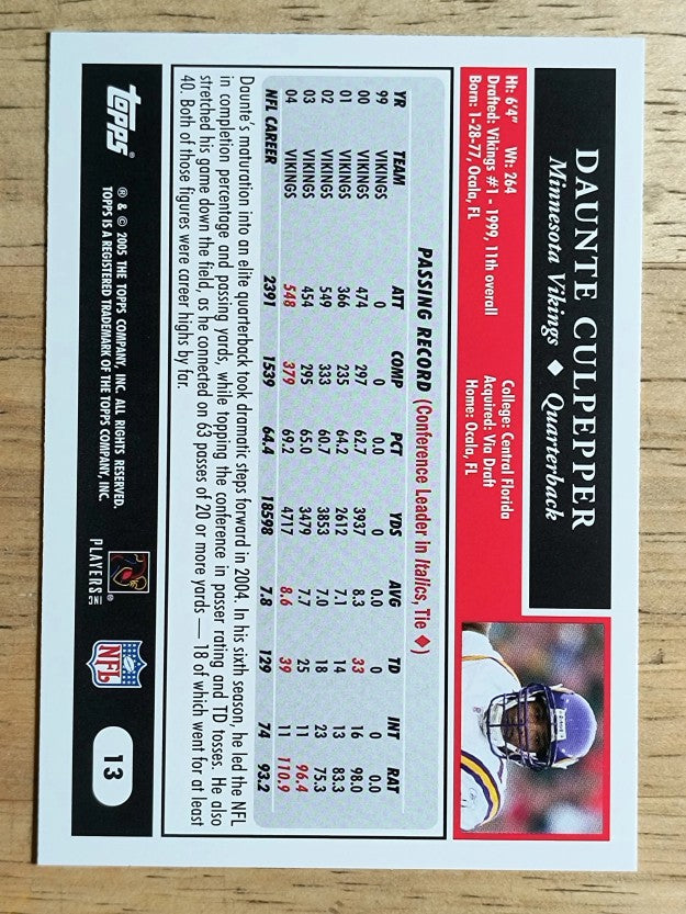 2005 Topps #13 Daunte Culpepper