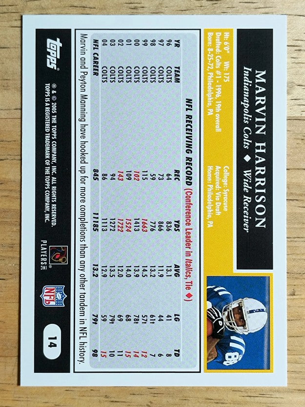 2005 Topps #14 Marvin Harrison