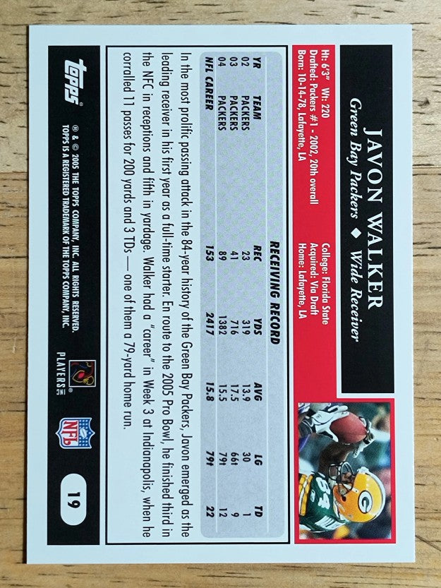 2005 Topps #19 Javon Walker