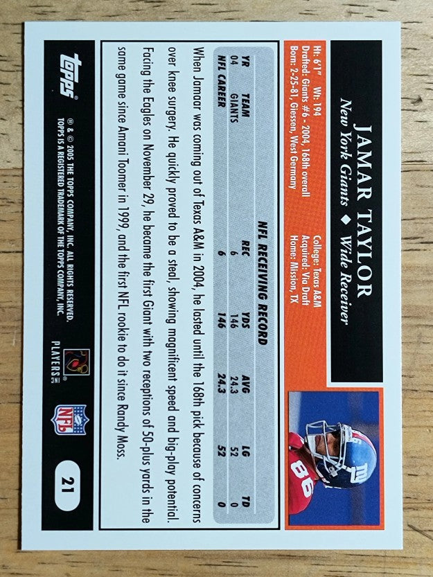 2005 Topps #21 Jamaar Taylor