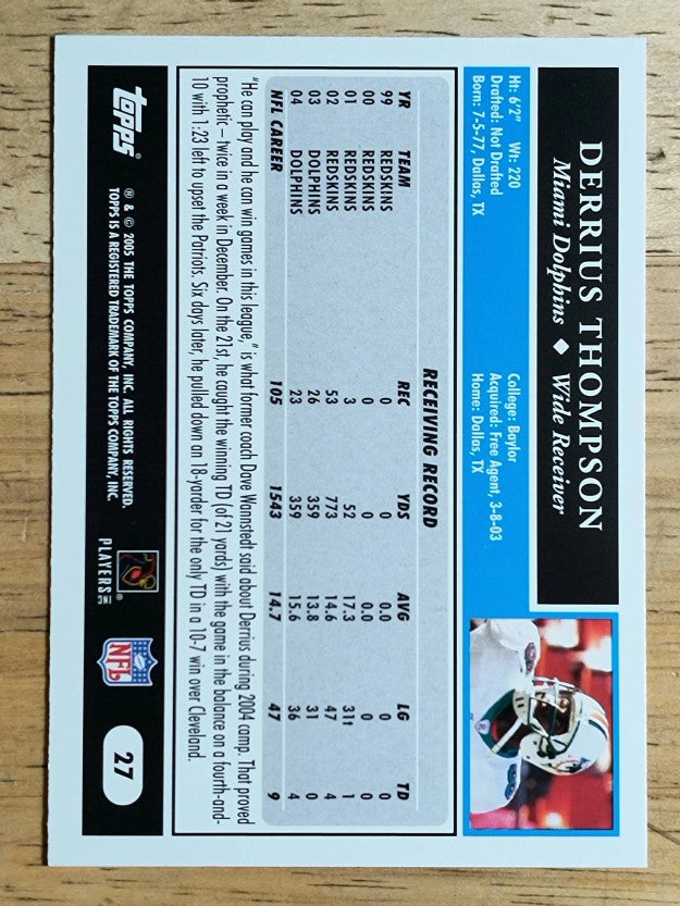 2005 Topps #27 Derrius Thompson