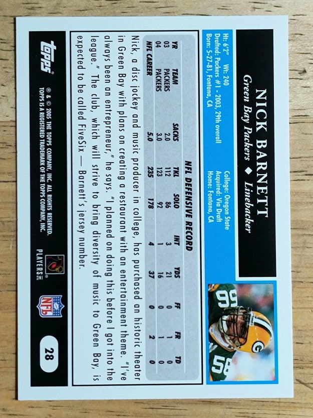 2005 Topps #28 Nick Barnett