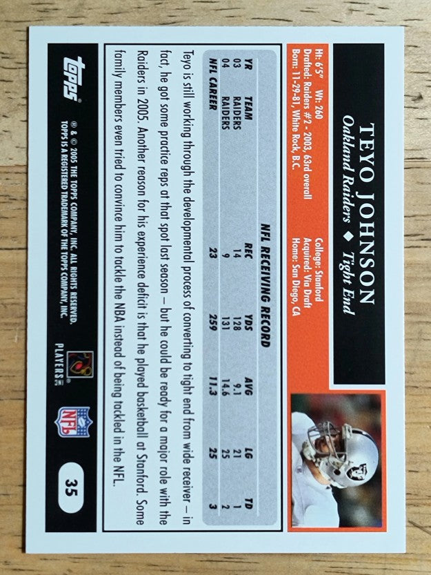 2005 Topps #35 Teyo Johnson