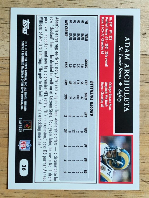 2005 Topps #36 Adam Archuleta