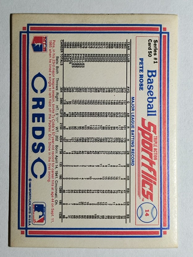 1986 Sportflics #50 Pete Rose
