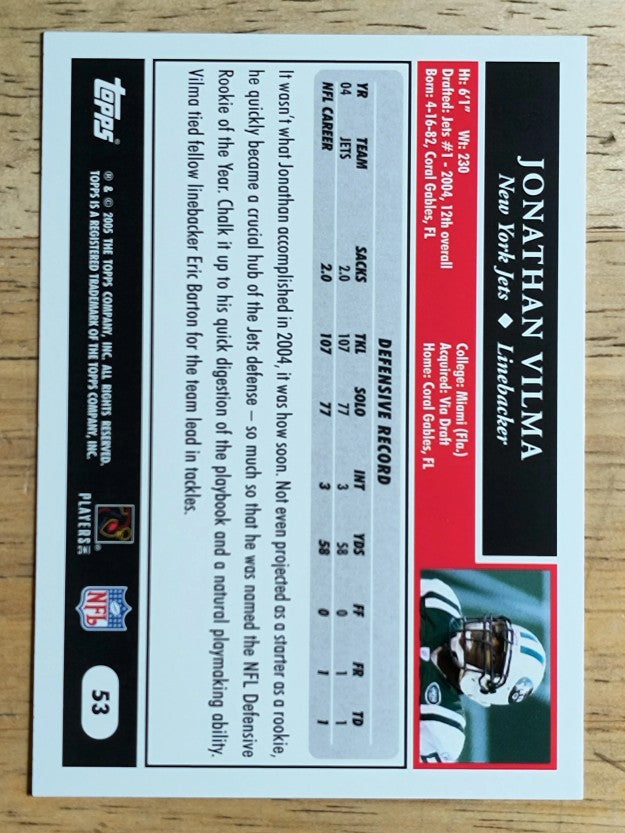 2005 Topps #53 Jonathan Vilma