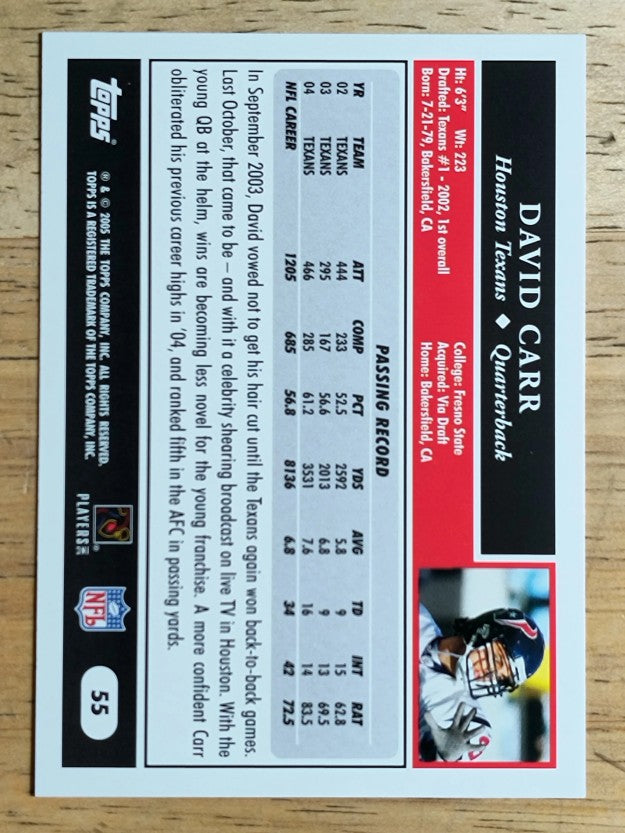 2005 Topps #55 David Carr