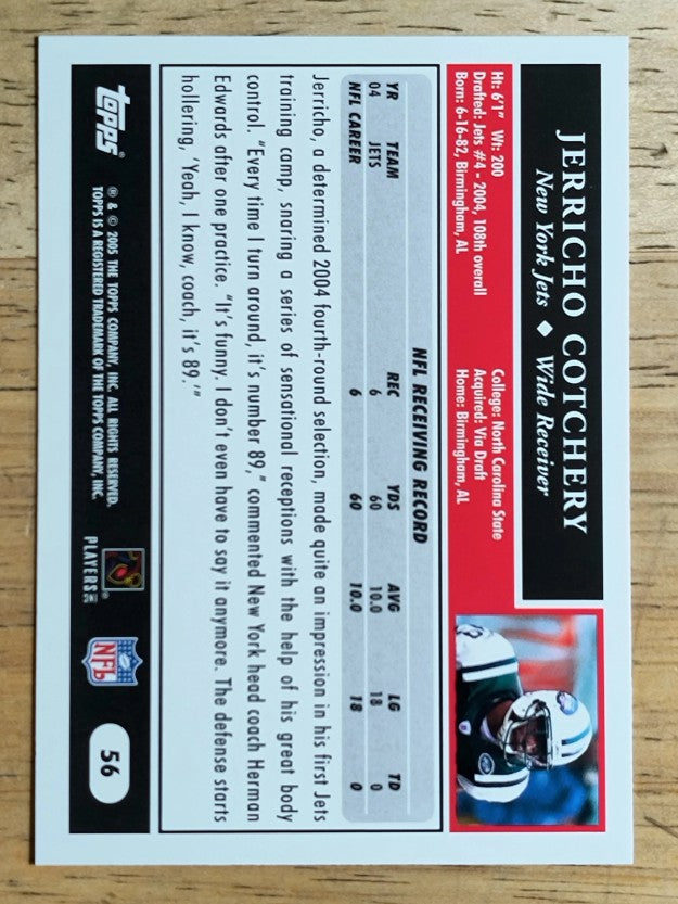2005 Topps #56 Jerricho Cotchery