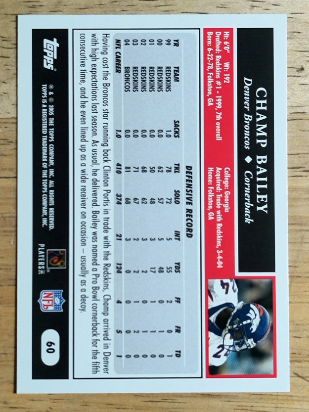 2005 Topps #60 Champ Bailey