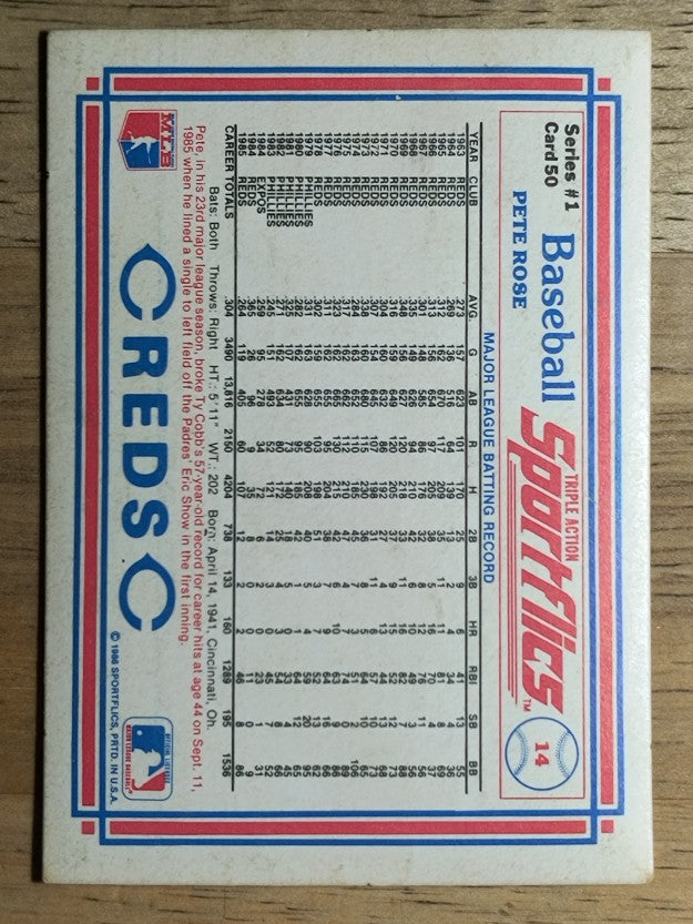 1986 Sportflics #50 Pete Rose