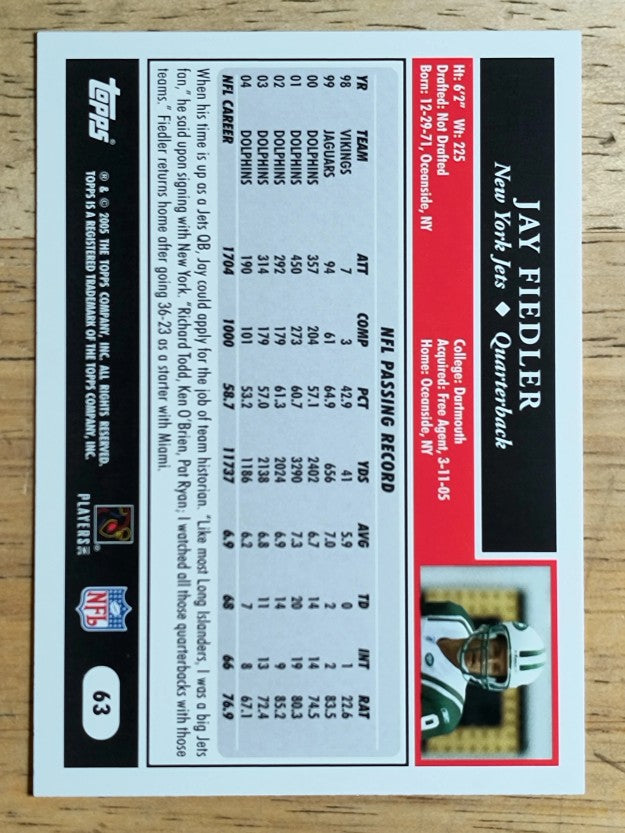 2005 Topps #63 Jay Fiedler
