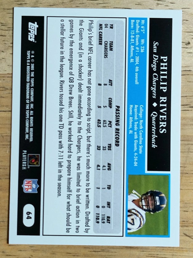 2005 Topps #64 Philip Rivers