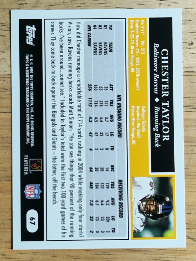 2005 Topps #67 Chester Taylor