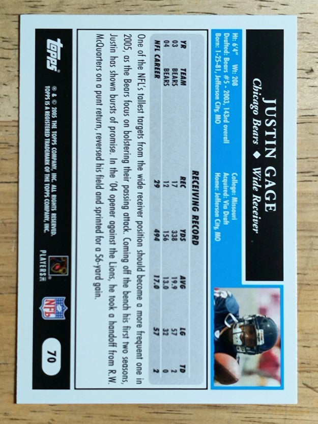 2005 Topps #70 Justin Gage