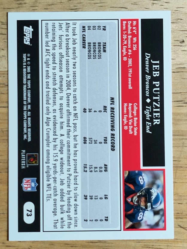 2005 Topps #73 Jeb Putzier