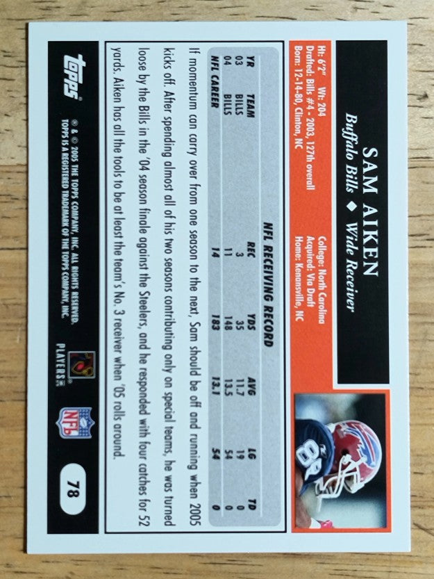 2005 Topps #78 Sam Aiken