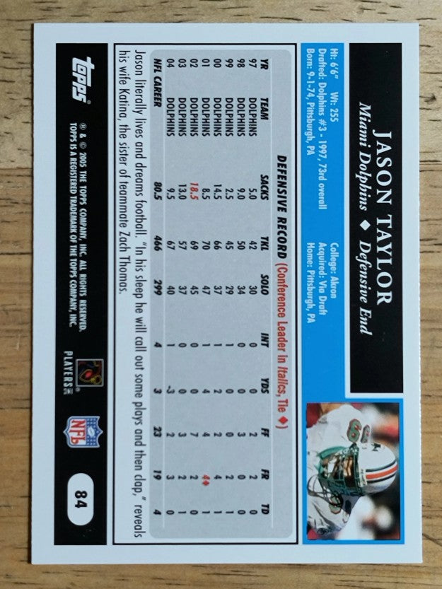 2005 Topps #84 Jason Taylor