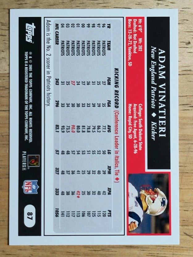 2005 Topps #87 Adam Vinatieri