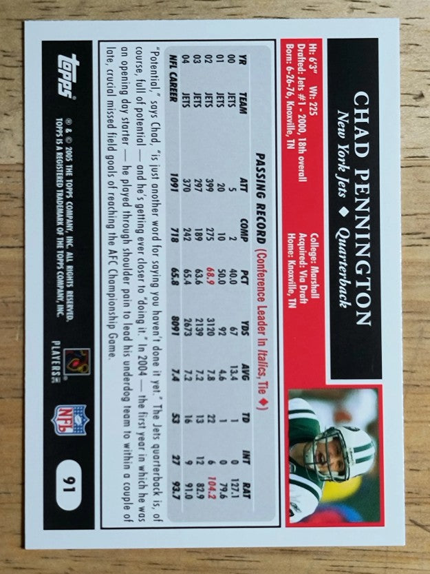 2005 Topps #91 Chad Pennington