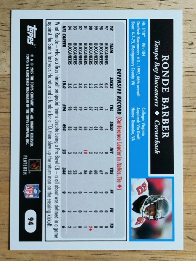 2005 Topps #94 Ronde Barber