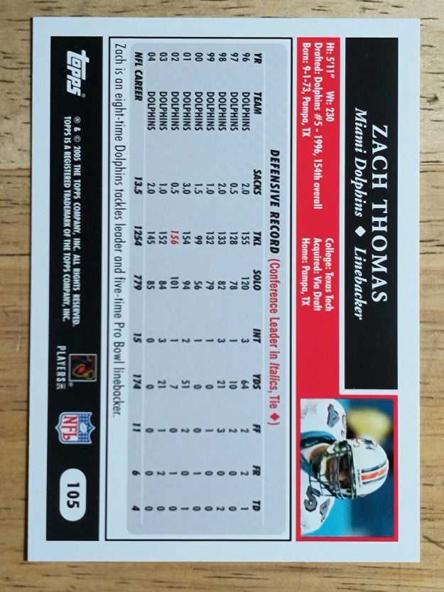 2005 Topps #105 Zach Thomas