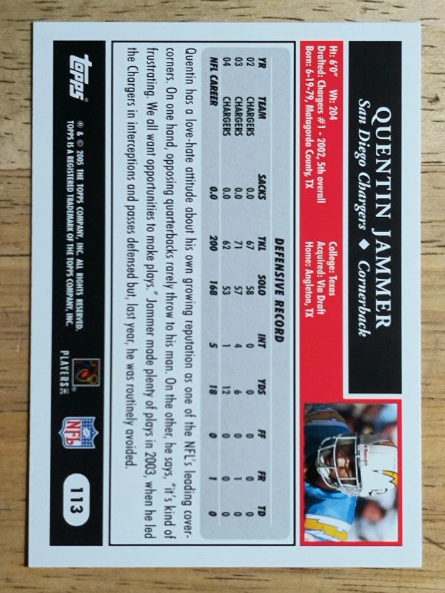 2005 Topps #113 Quentin Jammer