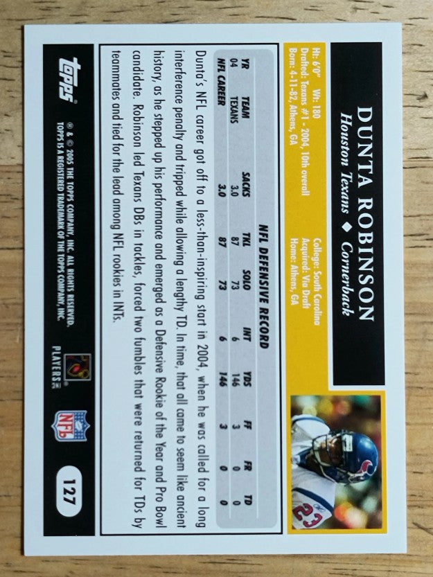 2005 Topps #127 Dunta Robinson