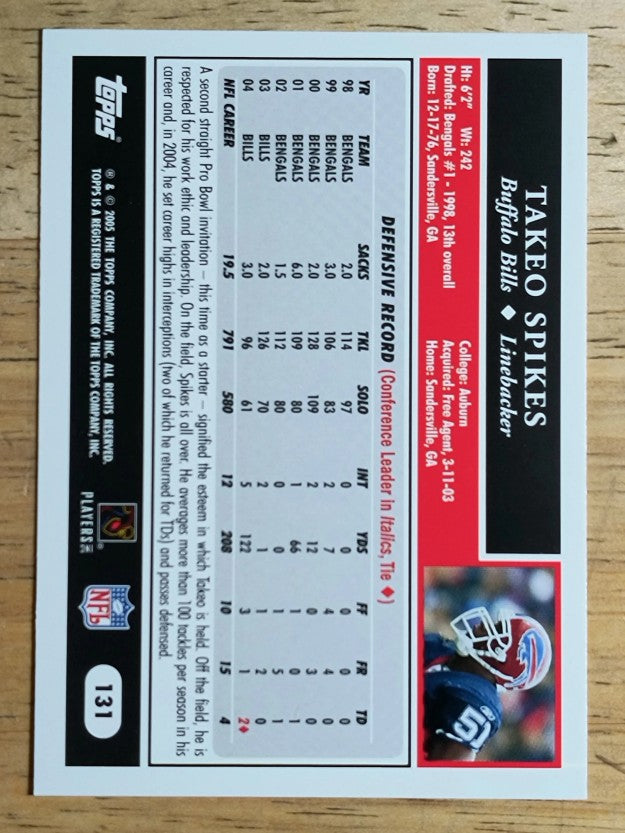 2005 Topps #131 Takeo Spikes