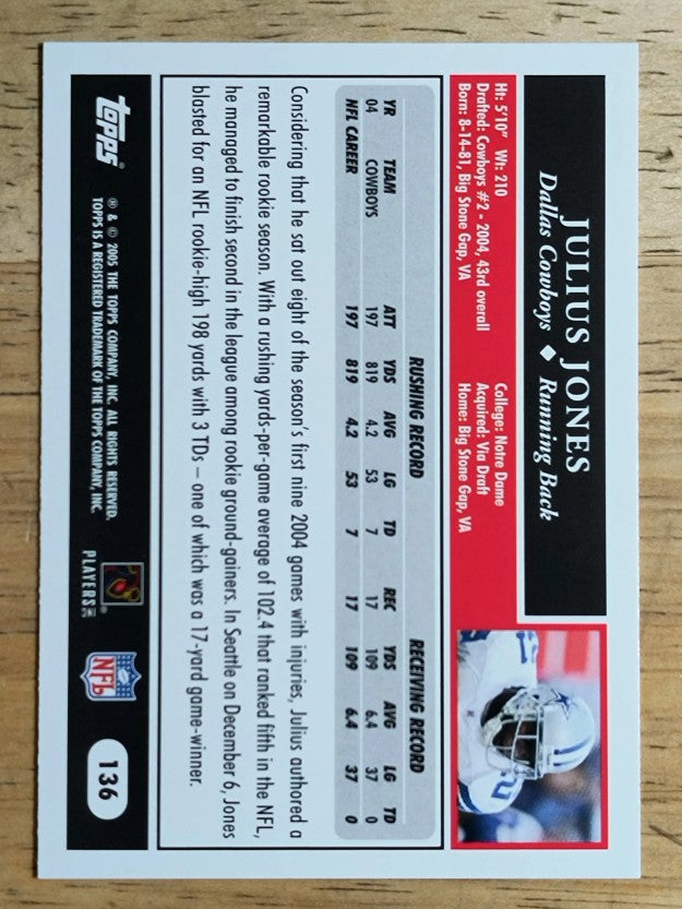 2005 Topps #136 Julius Jones