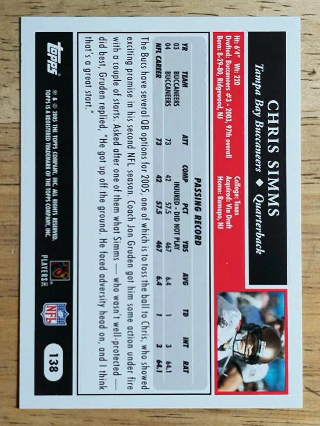 2005 Topps #138 Chris Simms