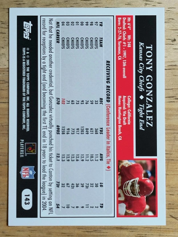 2005 Topps #143 Tony Gonzalez