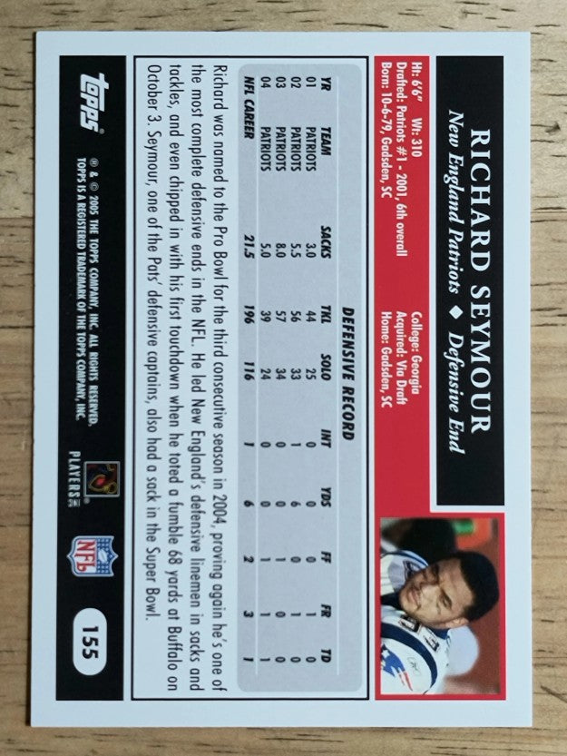 2005 Topps #155 Richard Seymour