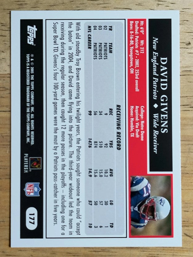 2005 Topps #177 David Givens