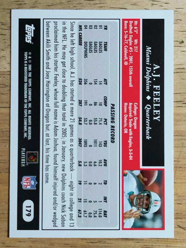 2005 Topps #179 A.J. Feeley