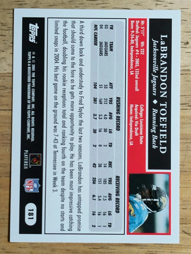 2005 Topps #181 LaBrandon Toefield