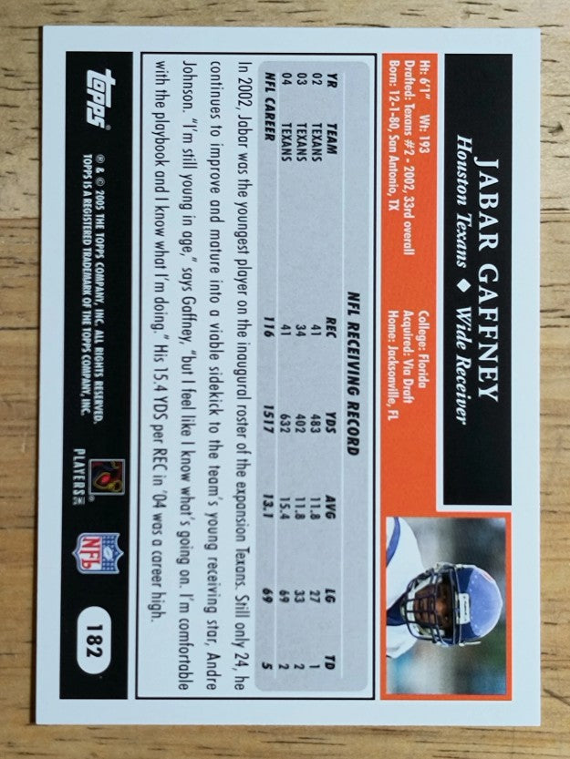2005 Topps #182 Jabar Gaffney