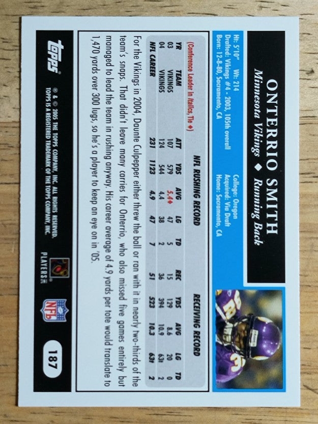 2005 Topps #187 Onterrio Smith