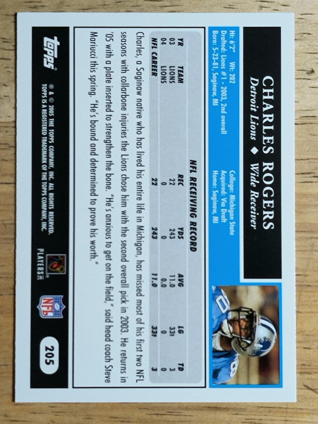 2005 Topps #205 Charles Rogers