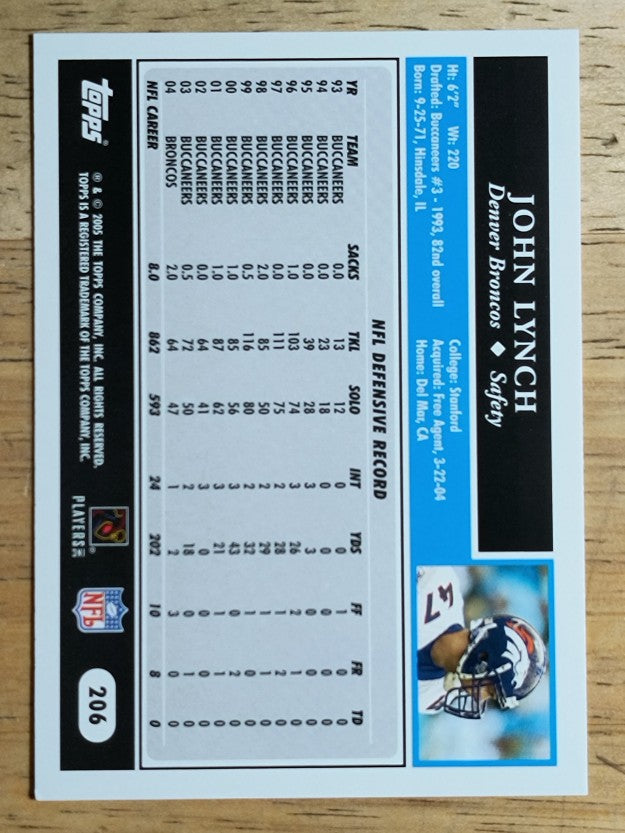 2005 Topps #206 John Lynch