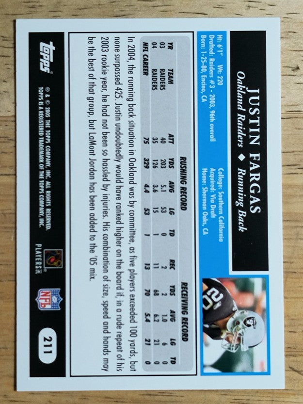 2005 Topps #211 Justin Fargas